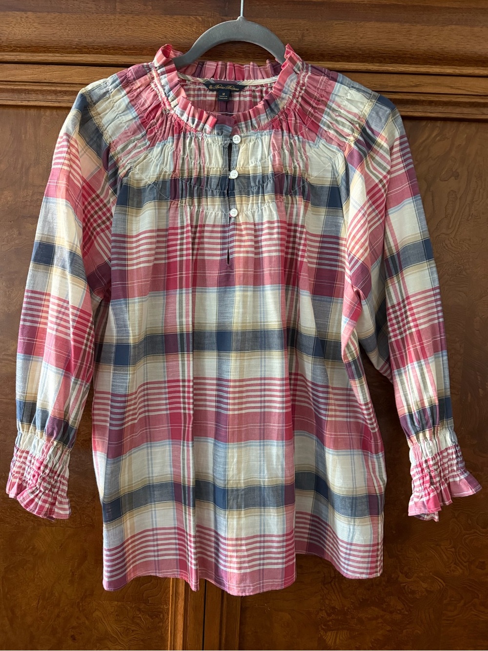 Red, white and blue Plaid Peasant Top - Brooks Brothers